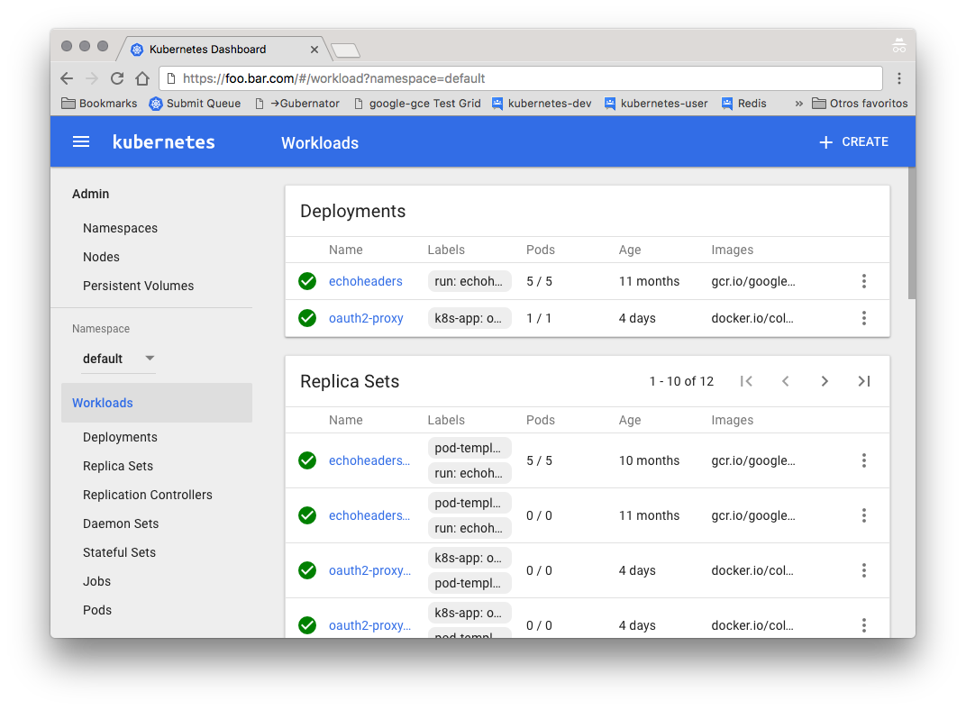 Kubernetes dashboard